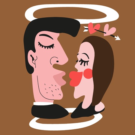 Couple kissing , lovers - vector cartoonsのイラスト素材