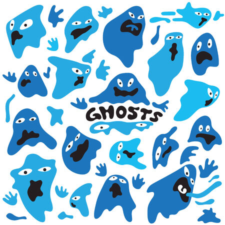 ghosts cartoons setのイラスト素材