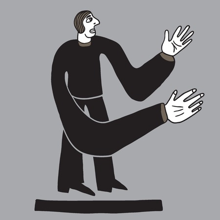 sad man - vector illustratouion in sketch style , design elementのイラスト素材