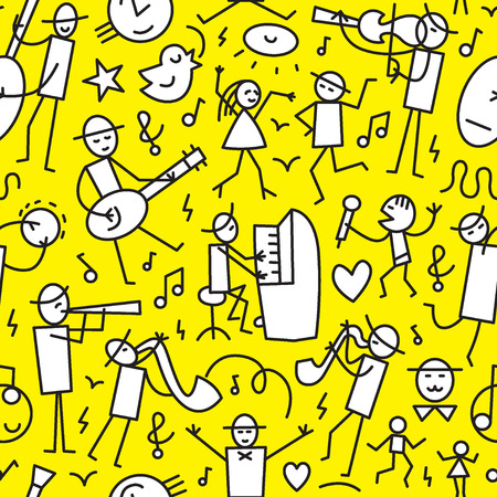 Musicians - seamless vector background with iconsのイラスト素材