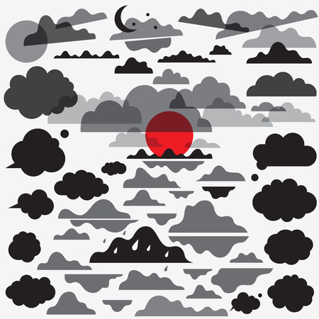 clouds set vector icons , design elementsのイラスト素材