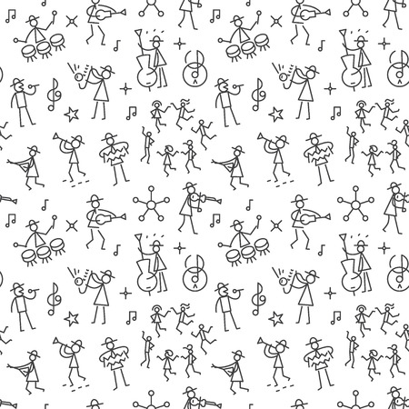 jazz band - set thin line icons , design elementsのイラスト素材