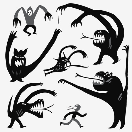 Monsters fear - set characters , design elementsのイラスト素材
