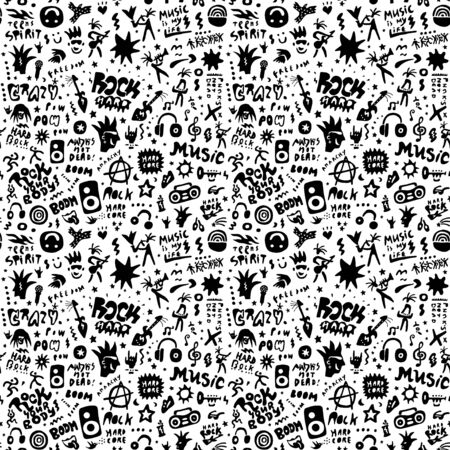 rock music sign and symbols - doodles ,background , design elementsのイラスト素材