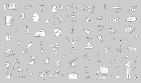 Business doodle set, vector background design elementのイラスト素材