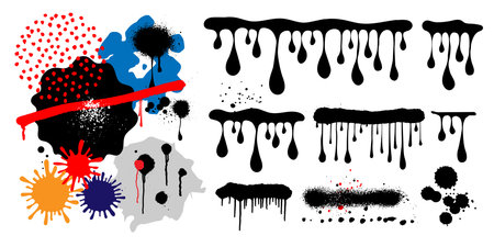 Spray paint texture set abstract design elementsのイラスト素材