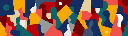 People abstract silhouettes social issues multicolor vector background