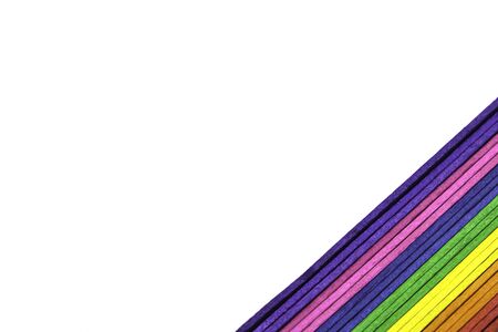corner right beauty rainbow wooden multi color love LGBT. Copy space for text. wood sticks decoration paintの写真素材