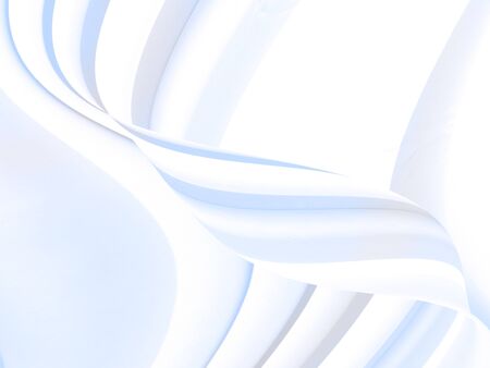 white and blue fabric curve layer abstract shape line on white backgroundの写真素材