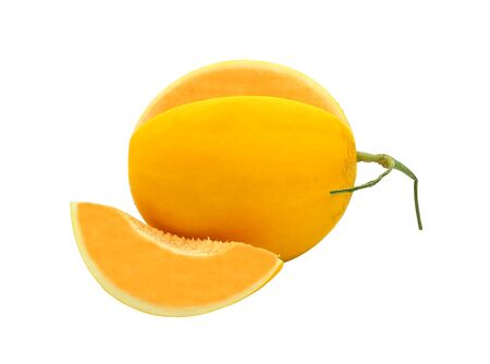 fresh golden fruit slice. Isolated on white backgroundの写真素材