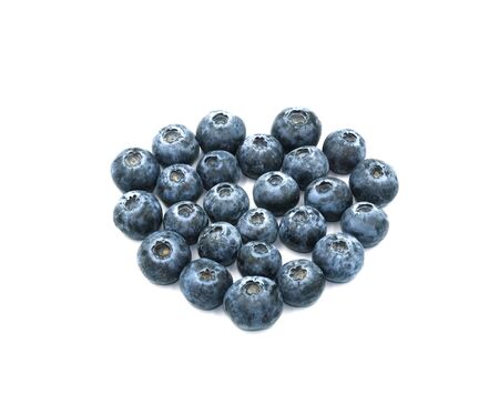 group of blueburry fruit decorative heart shape. symbol of love in valentine. Isolated on white...