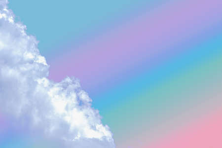 beauty abstract sweet pastel soft violet blue with fluffy clouds on sky. multi color rainbow image. fantasy growing lightの写真素材