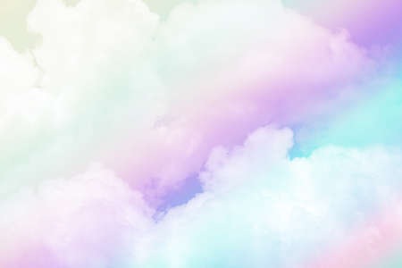 beauty sweet pastel violet pink  colorful with fluffy clouds on sky. multi color rainbow image. abstract fantasy growing lightの写真素材