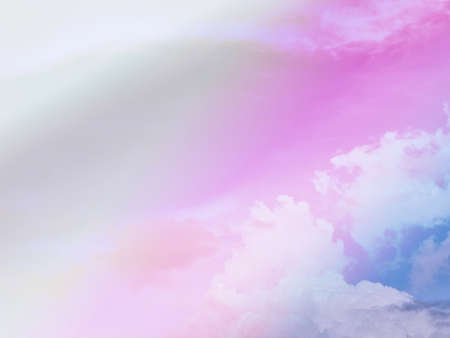 beauty sweet pastel pink gray colorful with fluffy clouds on sky. multi color rainbow image. abstract fantasy growing lightの写真素材