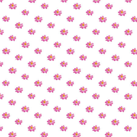 Pink sweet cosmos flower seamless patterns isolated on white background. top view plant bright pattern love theme for gift background.の写真素材