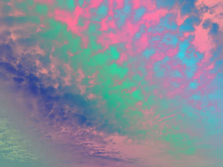 beauty sweet pastel green pink colorful with fluffy clouds on sky. multi color rainbow image....