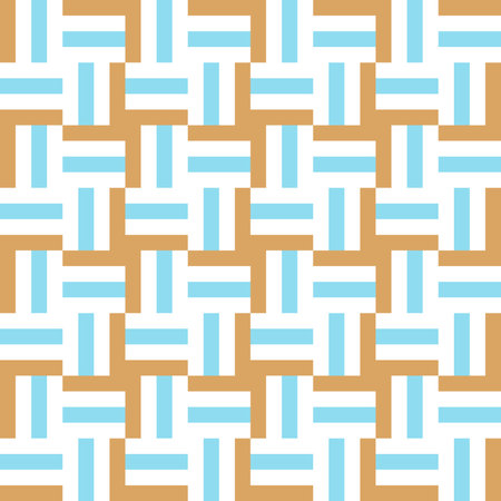 abstract lines weave and knit blue and golden brown multi shape on white backgroundのイラスト素材