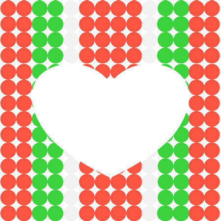 christmas celebrate green and red theme sweet heart shape frame picture with copy space on white background. circle polkadot seamless pattern for wallpaper and gift paper. love valentine christmas celebrate green and red theme sweet heart shape frame picture with copy space on white background. circle polkadot seamless pattern for wallpaper and gift paper. love valentineの写真素材