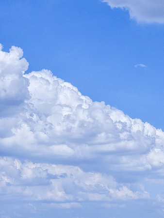 blue sky high shape outdoor group of white clouds abstract background in summer gradient light beauty background. beautiful bright cloud and calm fresh wind airの写真素材