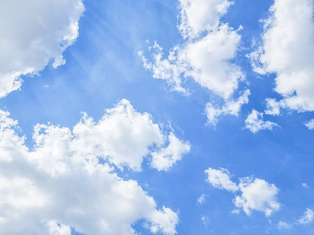 blue sky high shape outdoor group of white clouds background in summer gradient light beauty background. beautiful bright abstract cloud and calm fresh wind airの写真素材