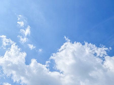 blue sky high shape outdoor group of white clouds background in summer abstract gradient light beauty background. beautiful bright cloud and calm fresh wind airの写真素材