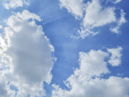 blue sky high shape outdoor group of white clouds background in summer gradient light beauty background. beautiful bright abstract cloud and calm fresh wind airの写真素材