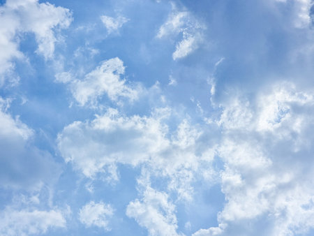 blue sky high shape outdoor group of white abstract clouds background in summer gradient light beauty background. beautiful bright cloud and calm fresh wind airの写真素材