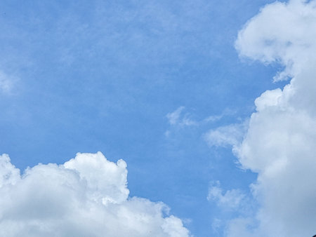blue sky high shape outdoor group of white abstract clouds background in summer gradient light beauty background. beautiful bright cloud and calm fresh wind airの写真素材