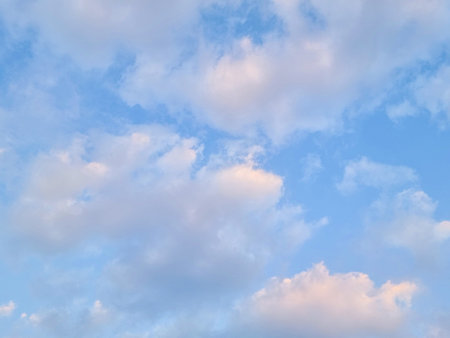 blue sky high shape outdoor group of white clouds background in summer gradient light beauty abstract background. beautiful bright cloud and calm fresh wind airの写真素材