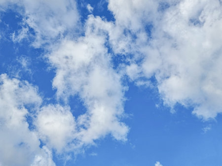 blue sky high shape outdoor group of white clouds background in summer abstract gradient light beauty background. beautiful bright cloud and calm fresh wind airの写真素材