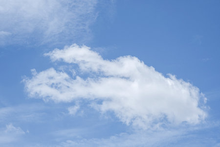 blue sky high shape outdoor group of white abstract clouds background in summer gradient light beauty background. beautiful bright cloud and calm fresh wind airの写真素材
