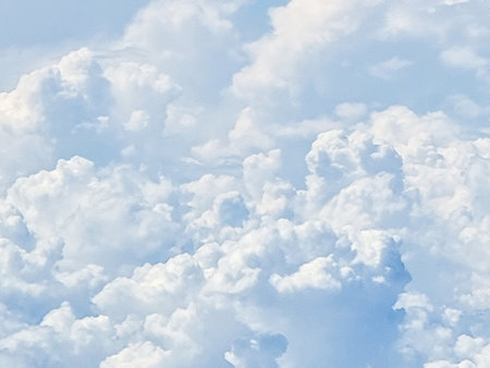 blue sky high shape outdoor group of white clouds background in summer gradient light abstract beauty background. beautiful bright cloud and calm fresh wind airの写真素材