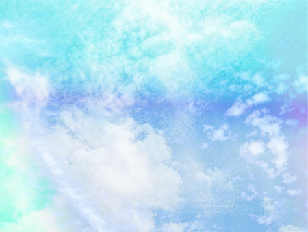 beauty sweet pastel pink yellow colorful with fluffy clouds on sky. multi color rainbow image. abstract fantasy growing lightの写真素材