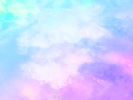 beauty sweet pastel blue and violet colorful with fluffy clouds on sky. multi color rainbow image. abstract fantasy growing lightの写真素材