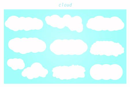 9 shape of white cloudのイラスト素材