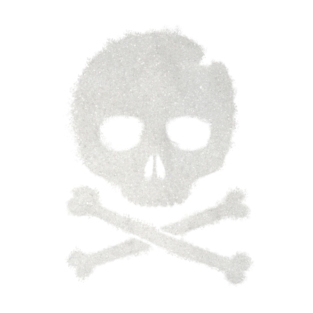 Skull painted with sugar, isolated on a white background. Creative healthcare concept. Sugar issue.の写真素材