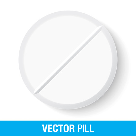 Vector pill isolated on a white background. Medical tablet top view. Drug illustration.の写真素材
