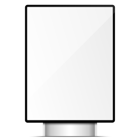 White advertising LCD screen standing on a metallic stand isolated on a white background.のイラスト素材