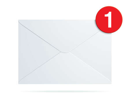 New message vector illustration. White envelope with red notification bubble icon isolated on background.のイラスト素材
