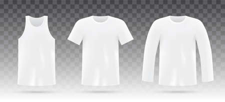 Vector set of white shirts, isolated on background.のイラスト素材