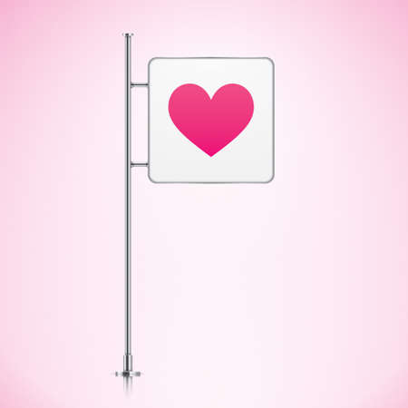 Vector lightbox with a pink heart in the frame. Romantic concept, vector illustration.のイラスト素材
