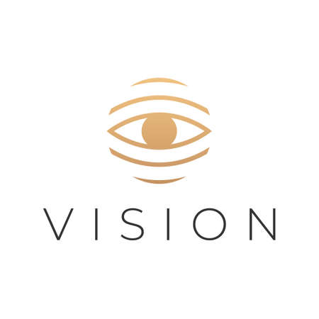 Human eye minimalistic vector logo design. Eye shape abstract round icon for ophthalmological or oculist clinic.のイラスト素材