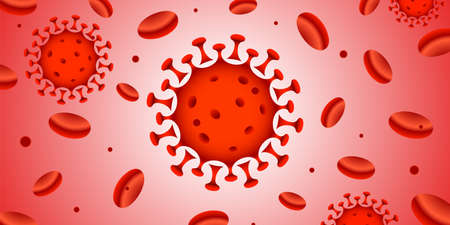 Virus in the blood cells, vector banner.のイラスト素材