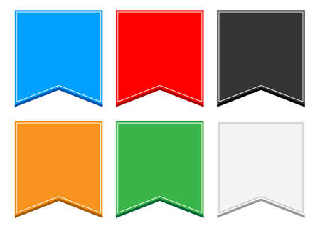 Vector set of flat style colorful ribbon banners, isolated on white background.のイラスト素材