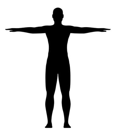 Athletic man training with outstretched hands pose, silhouette vector illustration.のイラスト素材