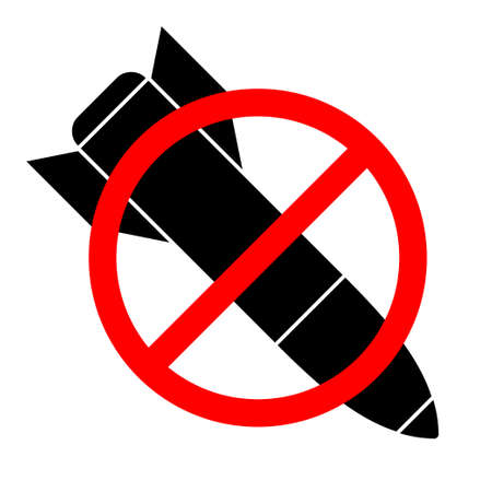 Crossed out missile flat vector icon, isolated on white background.のイラスト素材