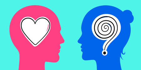 One sided love concept vector illustration. Complicated couple relations.のイラスト素材