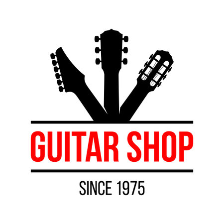 Guitar shop vector logo template, with different type guitar headstocks.のイラスト素材