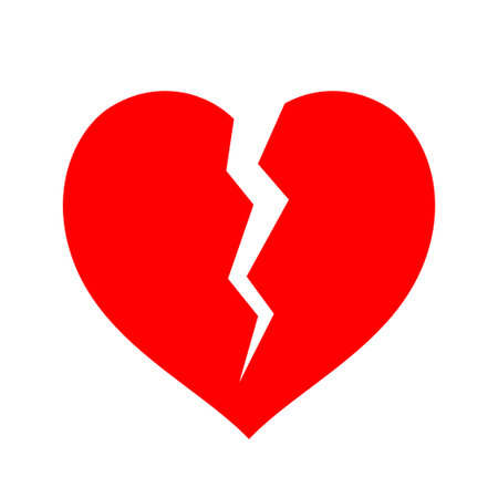 Red broken heart vector icon, isolated on white background.のイラスト素材
