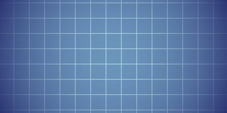 Blue tiled wall horizontal background with vignette round gradient shadow, vector illustration.
